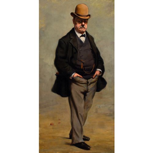 fig 1. Benoni Van der Gheynst, Portrait Of A Man In A Bowler Hat - Antique Oil Painting