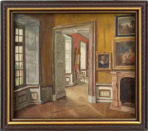 hermann hartwich palace interior antique oil painting - CATEGORY: ANTIQUE ART - DATED 1880
