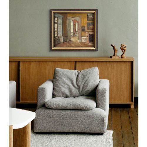 HERMANN HARTWICH PALACE INTERIOR ANTIQUE OIL PAINTING - ADDITIONAL PHOTO 3