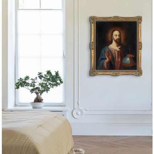 18THCENTURY GERMAN SCHOOL SALVATOR MUNDI ANTIQUE OIL PAINTING - ADDITIONAL PHOTO 2