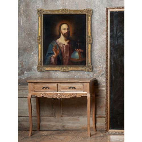 18THCENTURY GERMAN SCHOOL SALVATOR MUNDI ANTIQUE OIL PAINTING - ADDITIONAL PHOTO 3