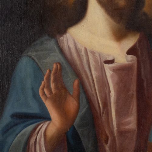18THCENTURY GERMAN SCHOOL SALVATOR MUNDI ANTIQUE OIL PAINTING - ADDITIONAL PHOTO 6