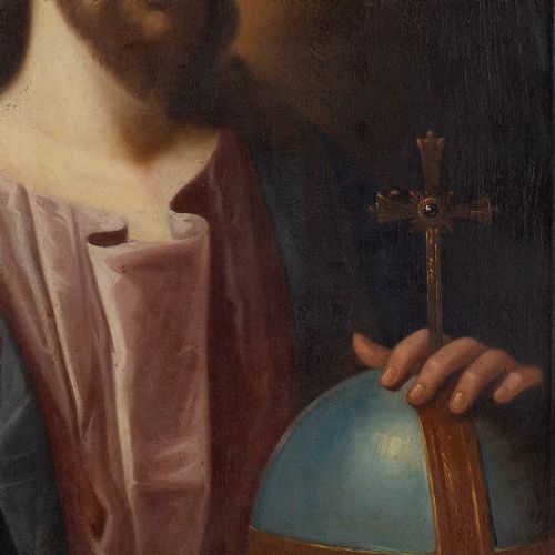 18THCENTURY GERMAN SCHOOL SALVATOR MUNDI ANTIQUE OIL PAINTING - ADDITIONAL PHOTO 7