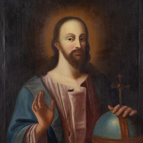 18THCENTURY GERMAN SCHOOL SALVATOR MUNDI ANTIQUE OIL PAINTING - ADDITIONAL PHOTO 8