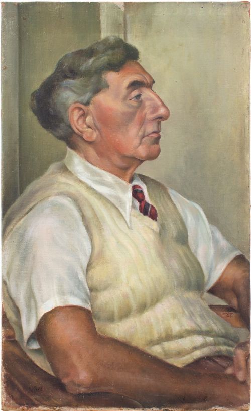 john jg blundell study of man in profile antique oil painting - CATEGORY: ANTIQUE ART - DATED 1940