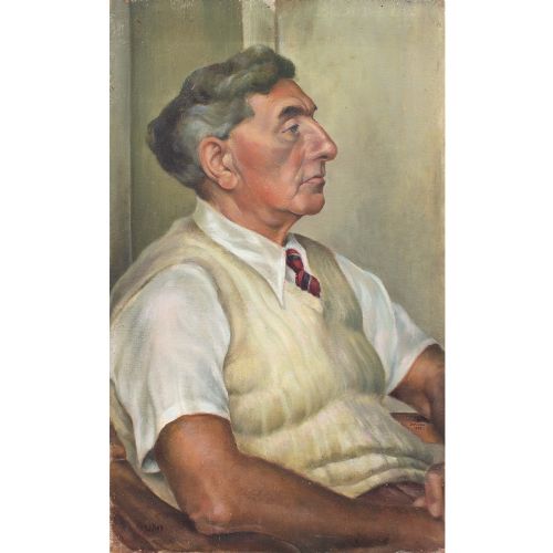 JOHN JG BLUNDELL STUDY OF MAN IN PROFILE ANTIQUE OIL PAINTING - ADDITIONAL PHOTO 1