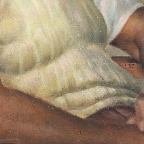 JOHN JG BLUNDELL STUDY OF MAN IN PROFILE ANTIQUE OIL PAINTING - ADDITIONAL PHOTO 7