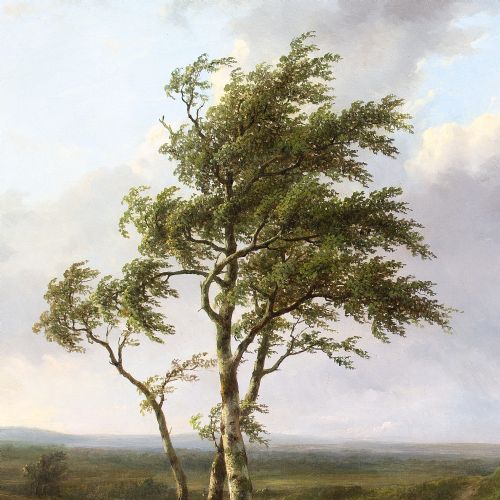 JEANBAPTISTE COENE RIVER LANDSCAPE WITH CATTLE FIGURE ANTIQUE OIL PAINTING - ADDITIONAL PHOTO 5