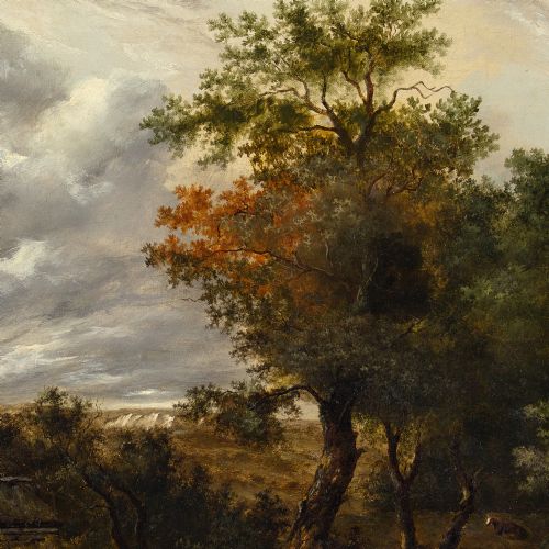 PATRICK NASMYTH LANDSCAPE WITH COTTAGES ANTIQUE OIL PAINTING - ADDITIONAL PHOTO 4