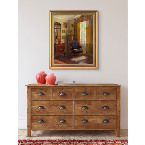 ROBERT PANITZSCH INTERIOR WITH ARMCHAIR WINDOW OIL PAINTING - ADDITIONAL PHOTO 3