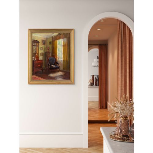 ROBERT PANITZSCH INTERIOR WITH ARMCHAIR WINDOW OIL PAINTING - ADDITIONAL PHOTO 5