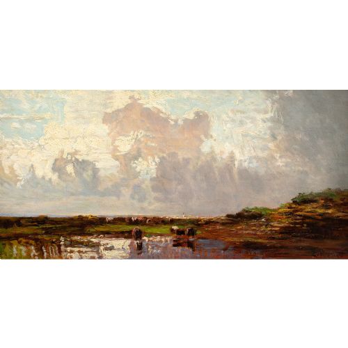 EMIL VON VARENNESMONDASSE STUDY OF A THUNDERSTORM ANTIQUE OIL PAINTING - ADDITIONAL PHOTO 4
