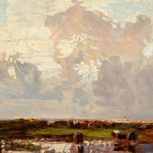 EMIL VON VARENNESMONDASSE STUDY OF A THUNDERSTORM ANTIQUE OIL PAINTING - ADDITIONAL PHOTO 5