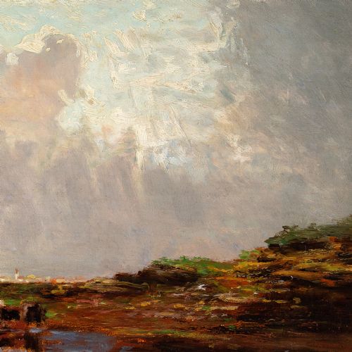 EMIL VON VARENNESMONDASSE STUDY OF A THUNDERSTORM ANTIQUE OIL PAINTING - ADDITIONAL PHOTO 6