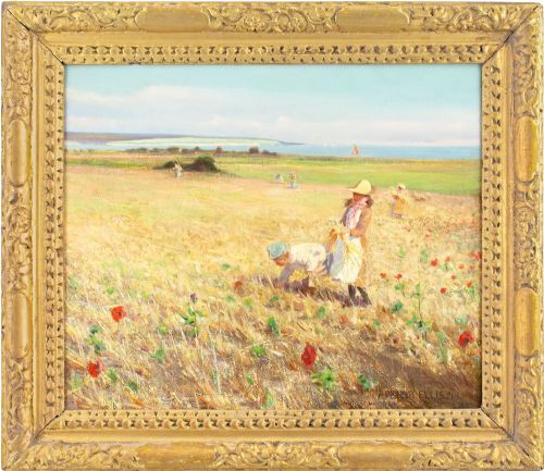 Arthur Ellis, Children in a Cornfield - Antique Oil Painting