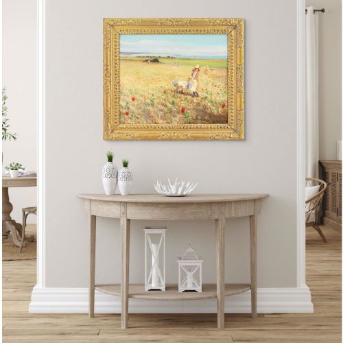 fig 1. Arthur Ellis, Children In A Cornfield - Antique Oil Painting 