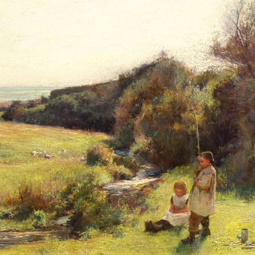 JOHN WHITE THE BIG ONE ANTIQUE OIL PAINTING - ADDITIONAL PHOTO 4
