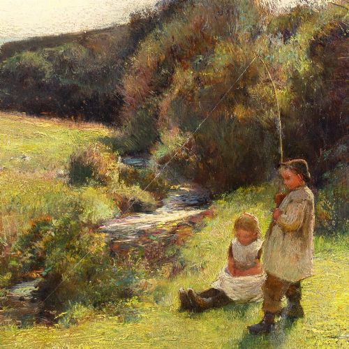 JOHN WHITE THE BIG ONE ANTIQUE OIL PAINTING - ADDITIONAL PHOTO 6
