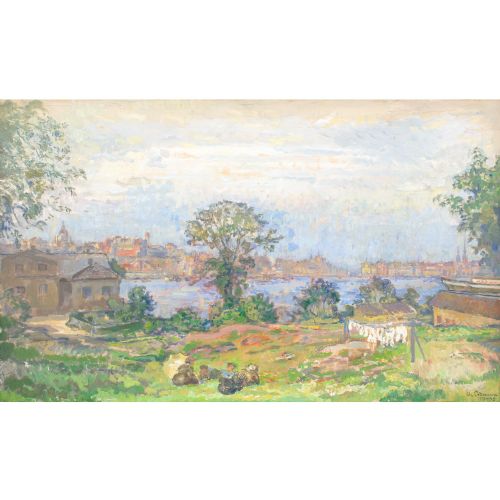 AXEL ERDMANN KASTELLHOLMEN ANTIQUE OIL PAINTING - ADDITIONAL PHOTO 1