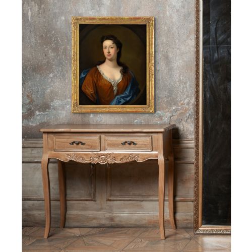 EARLY 18THCENTURY ENGLISH SCHOOL PORTRAIT OF A LADY IN A RUSSET DRESS ANTIQUE OIL PAINTING - ADDITIONAL PHOTO 1