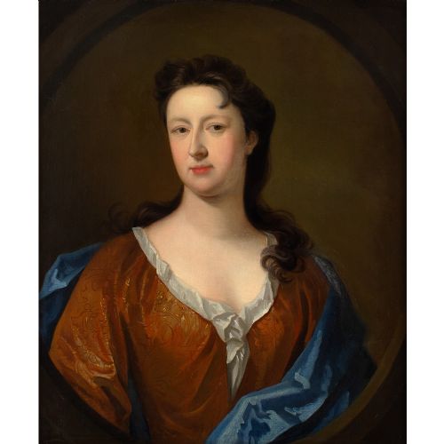 EARLY 18THCENTURY ENGLISH SCHOOL PORTRAIT OF A LADY IN A RUSSET DRESS ANTIQUE OIL PAINTING - ADDITIONAL PHOTO 2