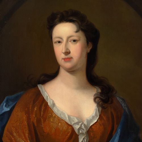EARLY 18THCENTURY ENGLISH SCHOOL PORTRAIT OF A LADY IN A RUSSET DRESS ANTIQUE OIL PAINTING - ADDITIONAL PHOTO 5