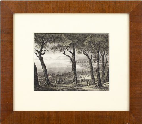 19thcentury swiss school montbenon lake geneva antique drawing - CATEGORY: ANTIQUE ART - DATED 19TH CENTURY