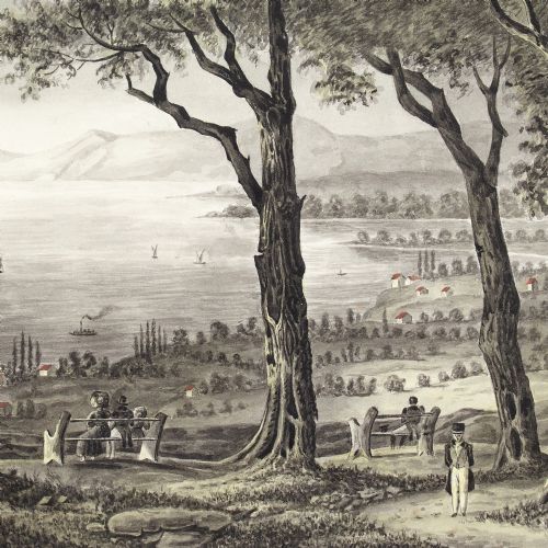 19THCENTURY SWISS SCHOOL MONTBENON LAKE GENEVA ANTIQUE DRAWING - ADDITIONAL PHOTO 5