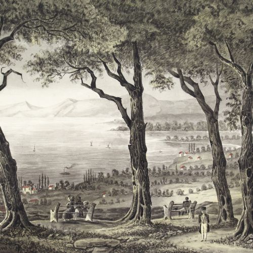 19THCENTURY SWISS SCHOOL MONTBENON LAKE GENEVA ANTIQUE DRAWING - ADDITIONAL PHOTO 6
