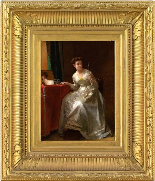 florent willems lgante au face main antique oil painting - CATEGORY: ANTIQUE ART - DATED 1880