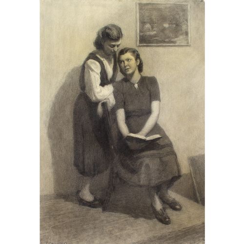 BORIS SPORYKHIN INTERIOR WITH GIRLS READING DRAWING - ADDITIONAL PHOTO 3