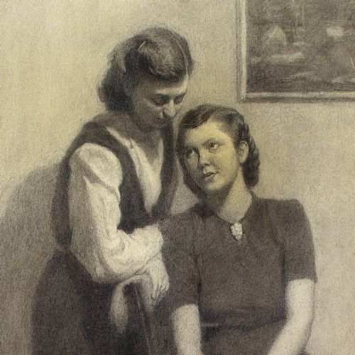BORIS SPORYKHIN INTERIOR WITH GIRLS READING DRAWING - ADDITIONAL PHOTO 6