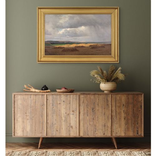 ALFRED BROGE COASTAL LANDSCAPE WITH RAIN ANTIQUE OIL PAINTING - ADDITIONAL PHOTO 3
