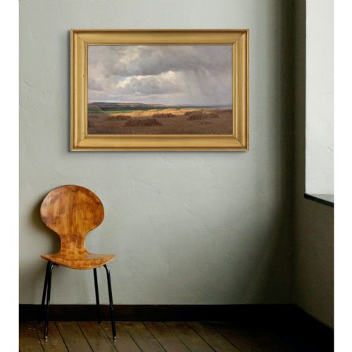 ALFRED BROGE COASTAL LANDSCAPE WITH RAIN ANTIQUE OIL PAINTING - ADDITIONAL PHOTO 4