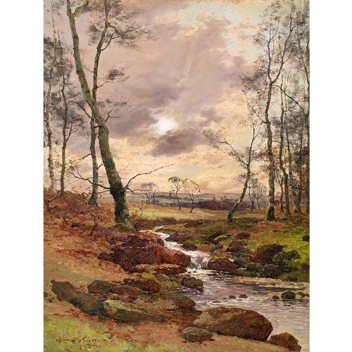 JOHN HAMILTON GLASS SSA SCOTTISH LANDSCAPE WITH RIVER ANTIQUE OIL PAINTING - ADDITIONAL PHOTO 1