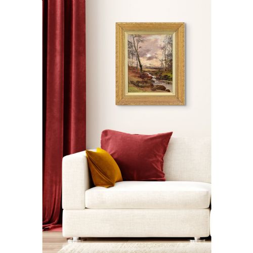 JOHN HAMILTON GLASS SSA SCOTTISH LANDSCAPE WITH RIVER ANTIQUE OIL PAINTING - ADDITIONAL PHOTO 2
