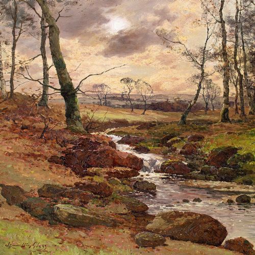 JOHN HAMILTON GLASS SSA SCOTTISH LANDSCAPE WITH RIVER ANTIQUE OIL PAINTING - ADDITIONAL PHOTO 4