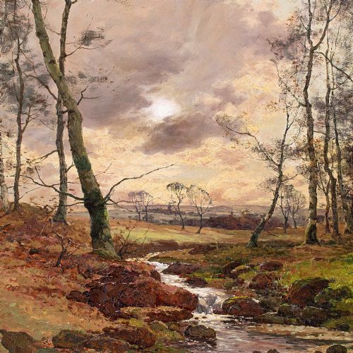 JOHN HAMILTON GLASS SSA SCOTTISH LANDSCAPE WITH RIVER ANTIQUE OIL PAINTING - ADDITIONAL PHOTO 5