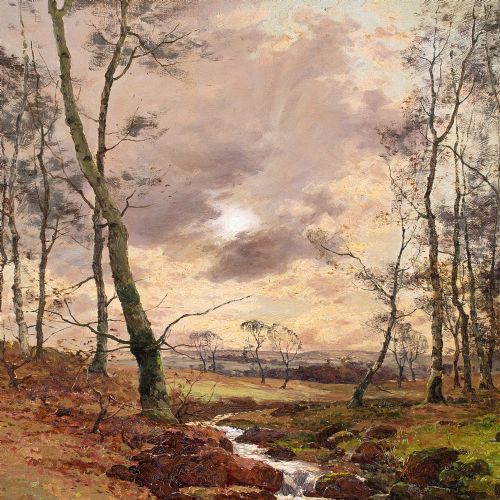 JOHN HAMILTON GLASS SSA SCOTTISH LANDSCAPE WITH RIVER ANTIQUE OIL PAINTING - ADDITIONAL PHOTO 6