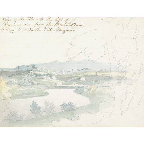 SIR WILLIAM PILKINGTON VIEW OF THE TIBER TO THE LEFT OF ROME ANTIQUE DRAWING - ADDITIONAL PHOTO 2