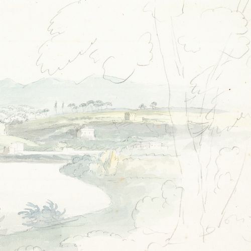 SIR WILLIAM PILKINGTON VIEW OF THE TIBER TO THE LEFT OF ROME ANTIQUE DRAWING - ADDITIONAL PHOTO 6