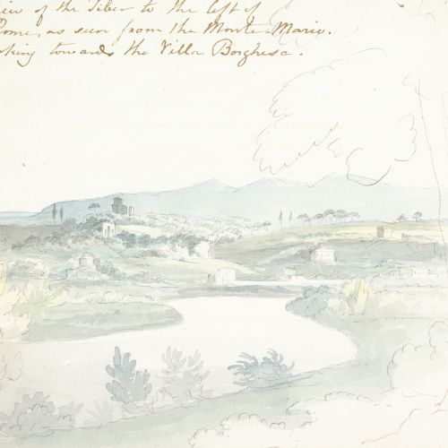 SIR WILLIAM PILKINGTON VIEW OF THE TIBER TO THE LEFT OF ROME ANTIQUE DRAWING - ADDITIONAL PHOTO 7