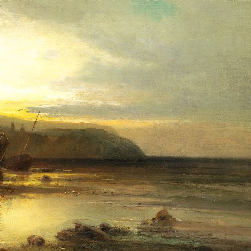 HEINRICH MAX KRAUSE BAMBURGH CASTLE NORTHUMBERLAND ANTIQUE OIL PAINTING - ADDITIONAL PHOTO 4