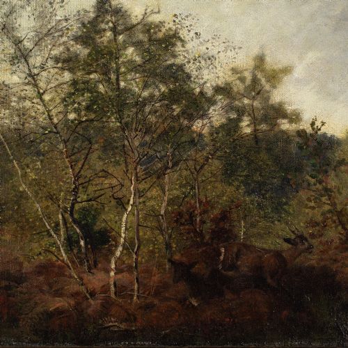 19THCENTURY FRENCH SCHOOL CHEVREUILS EN FORT ANTIQUE OIL PAINTING - ADDITIONAL PHOTO 7
