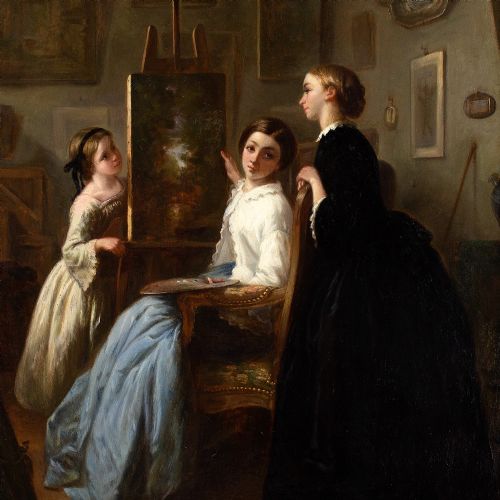 PAULINE CARONLANGLOIS ATELIER ANTIQUE OIL PAINTING - ADDITIONAL PHOTO 5