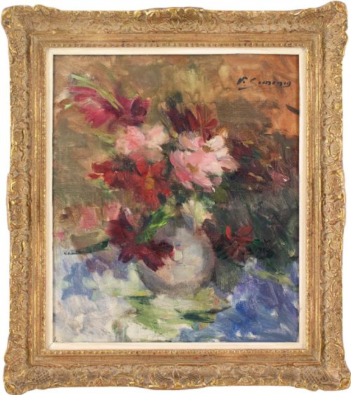 victor simonin vase de fleurs oil painting - CATEGORY: ANTIQUE ART - DATED 1930