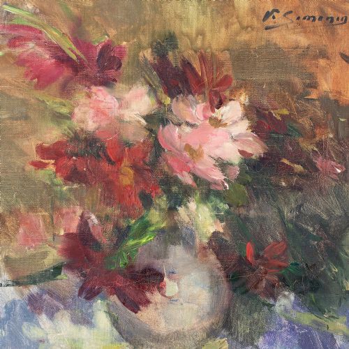 VICTOR SIMONIN VASE DE FLEURS OIL PAINTING - ADDITIONAL PHOTO 4