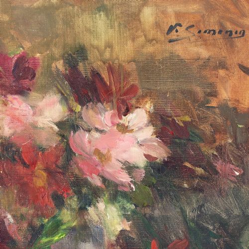 VICTOR SIMONIN VASE DE FLEURS OIL PAINTING - ADDITIONAL PHOTO 5