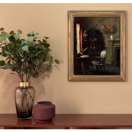 ALBERT CHEVALLIER TAYLER THE STUDY ANTIQUE OIL PAINTING - ADDITIONAL PHOTO 1