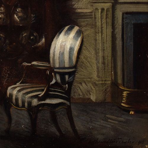 ALBERT CHEVALLIER TAYLER THE STUDY ANTIQUE OIL PAINTING - ADDITIONAL PHOTO 7